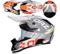 Casco Motocross Hombre Mujer, Casco Moto Off-Road Resistente A Impactos, Cascos Integrado Ligero para Bicicleta De Montaña, BMX, con Gafas Carreras En Carretera,Orange White1-x_l (59_60)