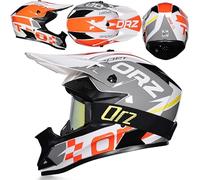 Casco Motocross Hombre Mujer, Casco Moto Off-Road Resistente A Impactos, Cascos Integrado Ligero para Bicicleta De Montaña, BMX, con Gafas Carreras En Carretera,Orange White4-x_l (59_60)