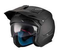 Casco MT District SV S Pure Negro Mate - Casco de Moto Jet Trial Unisex Hombre y Mujer - Homologado ECE 22.06