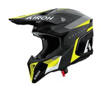 Airoh Wraaap Conquer Casco de motocross, negro mate/gris/amarillo neón, Talla XL (61/62)