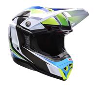 Bell Moto-10 Spherical Grid Casco de motocross, blanco/azul, Talla XL (60/61)