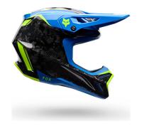 FOX V3 RS Tactile Carbon Casco de motocross, Azul/Amarillo/Negro, Talla M