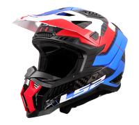 LS2 MX703 X-Force Galuo Carbon Casco de motocross, blanco-rojo-azul, tamaño XL para Hombres