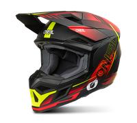Oneal 3SRS HAZE Casco de motocross, negro-rojo-amarillo, tamaño M para Hombres