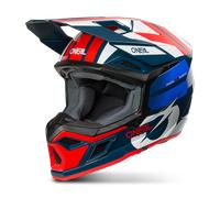 Oneal 3SRS RIDE Casco de motocross, blanco-rojo-azul, tamaño L para Hombres
