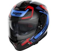 Nolan N80-8 Ally N-Com Casco, negro-rojo-azul, tamaño XL para Hombres