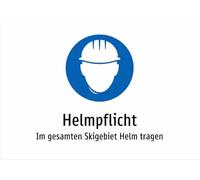 Casco obligatorio - Lleva casco en toda la estación de esquí - Cartel de aluminio A3: 420 x 297 mm - con gráficos y texto