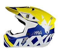 Axxis Wolf Jackal A3 amarillo mate azul offroad mx casco de motocicleta