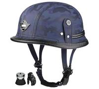 Casco Retro De Cuero Estilo AlemáN, Casco Retro Semiabierto con CertificacióN Ece, Casco Retro Abierto Unisex para Adultos. K,2XL:61-62CM