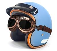 Casco Retro de Moto Tipo Jet, Casco Retro Abierto 3/4 para Moto, con gafas protectoras para Adultos (Hombres y Mujeres), Scooter, ciclomotor homologado por Dot/ECE 3,M=55-56CM