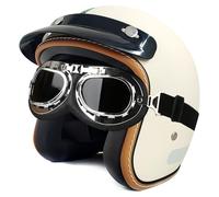 Casco Retro de Moto Tipo Jet, Casco Retro Abierto 3/4 para Moto, con gafas protectoras para Adultos (Hombres y Mujeres), Scooter, ciclomotor homologado por Dot/ECE 7,XL=59-60CM
