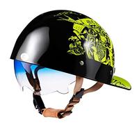 Casco Retro De Motocicleta De Cara Abierta, Certificación ECE/Dot, Medio Casco con Visera Solar, Apariencia única Y Exquisita, Adecuada para Adultos, Forro Cómodo Y Transpirable