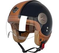 Casco retro motocicleta media cara con certificación DOT/ECEC, estilo vintage 3/4, abierto, para ciclomotor, scooter eléctrico, chopper, con visera, para hombres y mujeres adultos. D,XL=59-60cm