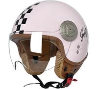 Casco retro motocicleta media cara con certificación DOT/ECEC, estilo vintage 3/4, abierto, para ciclomotor, scooter eléctrico, chopper, con visera, para hombres y mujeres adultos. L,XL=59-60cm