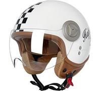 Casco retro motocicleta media cara con certificación DOT/ECEC, estilo vintage 3/4, abierto, para ciclomotor, scooter eléctrico, chopper, con visera, para hombres y mujeres adultos. J,XXL=61-62cm