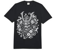 Casco Samurai japonés en Estilo Irezumi Blanco y Negro Comfort Colors Adult Heavyweight T-Shirt