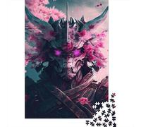 Casco Samurai Puzzle para Adultos Puzzle de 1000 Piezas Escena de Flor de Cerezo Relajación Decoración Hogar Regalo Familiar 52x38cm/1000pcs