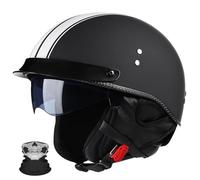 Casco Semicabezal Moto Abierto Retro, Homologado ECE Antichoque con Visera Solar Desplegable - Unisex Todo el Año para Cruisers, Choppers, Scooters, Bicicletas(8,M(57~58cm))