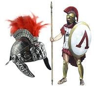 Casco sppartan - Antiguo Mediofino Romano Romano Romano Helmet | Feather lion kinng waarrior Weadwear Disfraz | Cascos gladiadores para el juego de rol