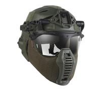 Casco Táctico 3.0 Casco Protector de Airsoft con Gafas/Orejeras Desmontables Protección/máscara Equipo de Seguridad para Deportes al Aire Libre(Od)