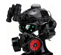 Casco Táctico CZMYCBG TW3.0 Estilo Gótico Militar Cyberpunk, con Sistema de Comunicación y Luces LED, para Airsoft, Paintball y Cosplay