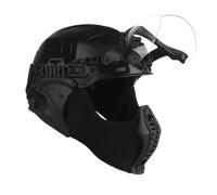 Casco táctico de protección Completa, máscara de Media Cara, Gafas abatibles, Protector de Orejas for Caza, Airsoft y Paintball.(BK)