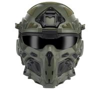 Casco Táctico Integral de Alta Velocidad, Equipo de Airsoft, Auriculares de Comunicación Integrados Ventilador Antivaho Nuevo Soporte NVG(Green)