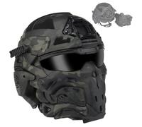 Casco Táctico Integral de Alta Velocidad, Equipo de Airsoft, Auriculares de Comunicación Integrados Ventilador Antivaho Nuevo Soporte NVG(Bkcp)