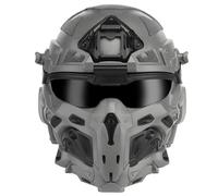 Casco Táctico Integral de Alta Velocidad, Equipo de Airsoft, Auriculares de Comunicación Integrados Ventilador Antivaho Nuevo Soporte NVG(Gray)