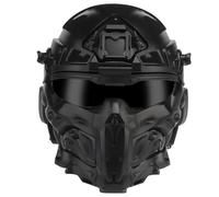Casco Táctico Integral de Alta Velocidad, Equipo de Airsoft, Auriculares de Comunicación Integrados Ventilador Antivaho Nuevo Soporte NVG(Black)