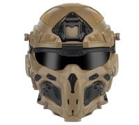 Casco Táctico Integral de Alta Velocidad, Equipo de Airsoft, Auriculares de Comunicación Integrados Ventilador Antivaho Nuevo Soporte NVG(Brown)