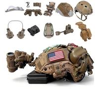 Casco Tattico Multifunzionale Fast, Casco Militare Airsoft Bump 10 in 1, con Cuffie e Luce IR, per Paintball, Attività All'aperto E Cosplay