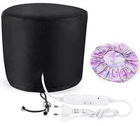 Casco térmico para el cabello al vapor - Charlotte caliente para el cabello Crepus Afro rizados - Máscara Capilar para el salón Hair Cap Spa - Proteine - Secador profesional - Color negro