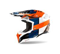 Airoh Aviator 3 Monarch Casco de motocross, blanco-azul-naranja, tamaño XL para Hombres