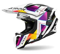 Airoh Casco cruzado Twist 3 Rainbow Talla S Masculino Blanco/Negro/Fucsia/Amarillo