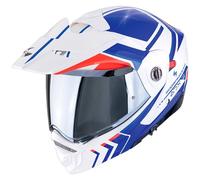 casco trail modular scorpion adx-2 lewis - blanco / azul / rojo M