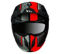 Casco Trial MT Streetfighter SV Twin C5, negro mate, rojo, M, pantalla simple, transparente, convertible, con protector de barbilla extraíble (libro con espejo de pantalla adicional) (ECE 22.06)