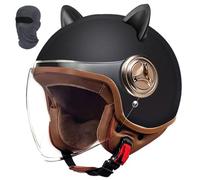 Cascos Abiertos 3/4 con Visera Transparente HD, Casco Jet de Motocicleta Retro Unisex Aprobado por Dot/ECE, Medio Casco Transpirable for Todas Las Estaciones, for Scooter(Black B)