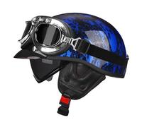 Cascos Abiertos De Moto Casco Semi Cubierto para Motocicleta con Gafas Casco Half Helmet Retro Homologado ECEDOT Medio Casco Jet Moto para Hombres Y Mujeres Adultos R,XXL:63-64CM