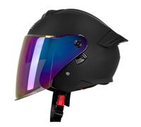 Cascos Abiertos De Moto Certificado ECEDOT Casco Half-Helmet Motocicleta Medio Casco Scooter Jet con Doble Visera Hebilla De Liberación Rápida para Hombres Mujeres Adultos O,L:59-60CM