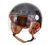 Cascos Abiertos De Moto Fibra De Carbono con Visera Medio Casco Motocicleta Jet Homologado ECEDOT Casco Half-Helmet Scooter para Hombres Y Mujeres Adultos Cuatro Estaciones D,XXL:63-64CM
