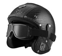 Cascos Abiertos de Moto Retro Casco Half-Helmet 3/4 Certificado ECEDOT Medio Casco Jet Motocicleta con Gafas para Hombres Y Mujeres Forro Extraíble Cuatro Estaciones H,S:55-56CM