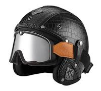 Cascos Abiertos de Moto Retro Casco Half-Helmet 3/4 Certificado ECEDOT Medio Casco Jet Motocicleta con Gafas para Hombres Y Mujeres Forro Extraíble Cuatro Estaciones B,S:55-56CM
