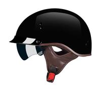 Cascos Abiertos De Moto Retro Casco Half-Helmet Medio Cascos De Motocicleta Ciclomotor Certificado ECEDOT Casco Jet Vintage para Hombres Y Mujeres Adultos Forro Extraíble E,XL:61-62CM