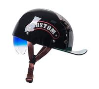 Cascos Abiertos De Moto Retro DOTECE Homologado Casco Half-Helmet Gorra Beisbol Medio Cascos Motocicleta Jet con Visera Escalable Casco Hebilla De Liberación Rápida Unisexo C,L:59-60CM