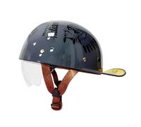 Cascos Abiertos De Moto Retro DOTECE Homologado Casco Half-Helmet Gorra Beisbol Medio Cascos Motocicleta Jet con Visera Escalable Casco Hebilla De Liberación Rápida Unisexo N,XL:61-62CM