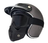 Cascos Abiertos De Moto Retro Medio Casco Motocicleta Jet Retro Homologado ECEDOT Forro Extraíble para Hombres Y Mujeres Adultos con Gafas Y Visera Solar Retráctil J,S:55-56CM
