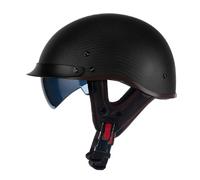 Cascos Abiertos De Moto Vintage Casco Half-Helmet Retro Homologado DOTECE Medio Casco Motocicleta Fibra De Carbono con Visera Cascos Jet para Hombres Y Mujeres Adultos B,L:59-60CM