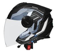 Cascos Abiertos de Motocicleta Bluetooth Casco Jet Retro con Doble Visera Medio Cascos Homologado ECEDOT Casco Half-Helmet 3/4 Hombres Y Mujeres Adultos Cuatro Estaciones H,M:57-58CM