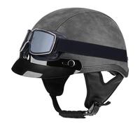 Cascos Abiertos De Motocicleta con Gafas Casco Half-Helmet Retro Homologado DOTECE Medio Casco Moto Jet para Hombres Y Mujeres Adultos Mediocasco Ligero para Scooter N,M:57-58CM